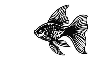 Simple Fish Bowl Illustration with Underwater Plants	