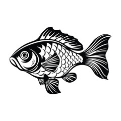 Simple Fish Bowl Illustration with Underwater Plants	