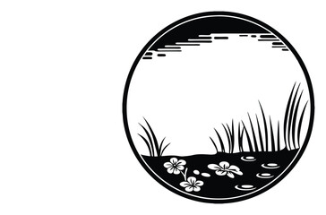 Simple Fish Bowl Illustration with Underwater Plants	