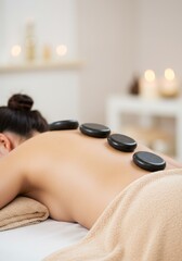 Relaxing Hot Stone Therapy on a Womans Back