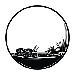 Simple Fish Bowl Illustration with Underwater Plants	