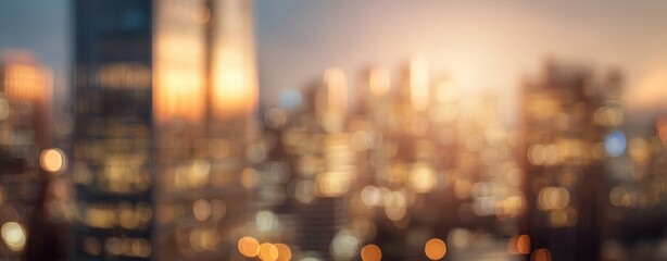 Obraz premium The Blurred Cityscape at Sunset with Bokeh Lights and Warm Colors