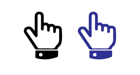 Isolated image showing two hand cursor icons in black and blue on a white background