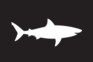 black and white shark silhouette vector for ocean themed design and marine life illustration projects