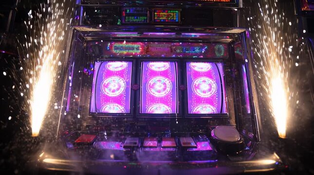 Casino slot machine with sparkling lights and reels