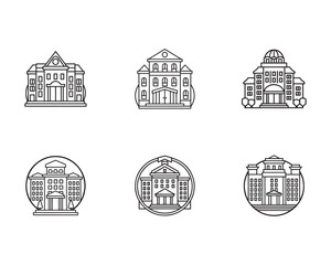 University and College Building Vector Line Icons for Education and Campus Design projects