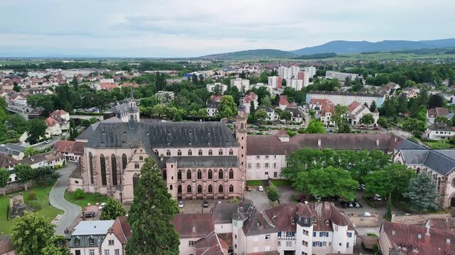 Evening Flight over Molsheim Town, Grand Est, France