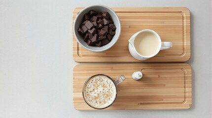 Chocolate Cream and Coffee Preparation Ingredients