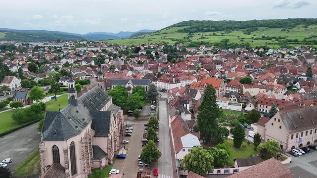 Evening Flight over Molsheim Town, Grand Est, France