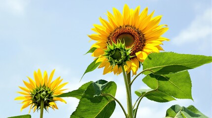 Bright Sunflowers Bloom Against a Clear Sky