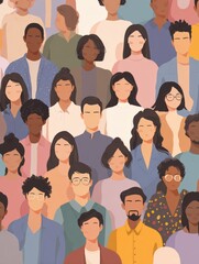 Diverse Group of Students Engaged in Virtual Learning in a Digital Environment With Minimalistic Design Elements