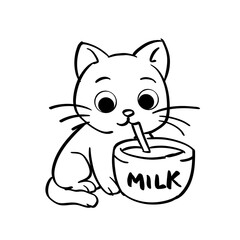 Cat Cartoon Outline for Kids Coloring