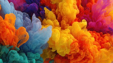 Fototapeta premium Colorful abstract ink swirls with glitter