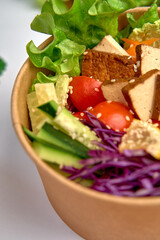 A Nutritious Salad Bowl Featuring Fresh Greens, Colorful Vegetables, Tofu, and a Hint of Sesame, Perfect for a Healthy Meal