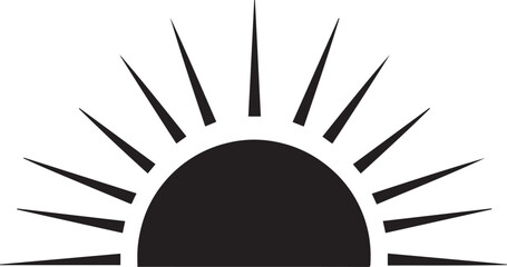 Sunrise Silhouette in Black | Morning Sun Horizon Scene Illustration Vector Format