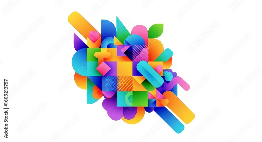 Poster abstract colorful geometric design - vibrant abstract featuring a colorful array of geometric shapes