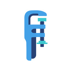 Blue Flattened C-Clamp Tool with Adjustable Screw