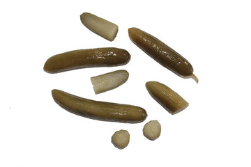 Tasty Fresh pickles in white background
