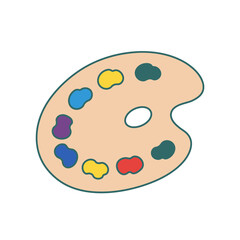 Colorful Artist's Palette with Paint Dabs and Thumb Hole, Isolated