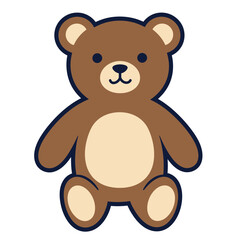 Obraz premium Cute Cartoon Brown Teddy Bear Sitting Pose