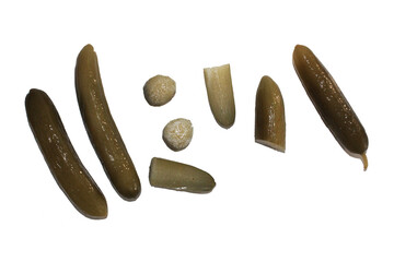 Tasty Fresh pickles in white background