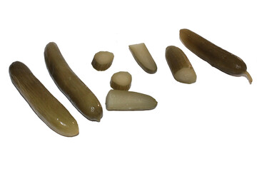 Tasty Fresh pickles in white background