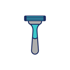 Modern Blue and Gray Razor with Three Blades for Shaving