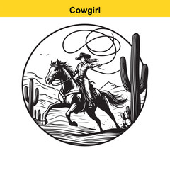Fototapeta premium Wild West Cowgirl Ride – T-Shirt Graphic Design