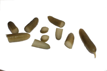 Tasty Fresh pickles in white background