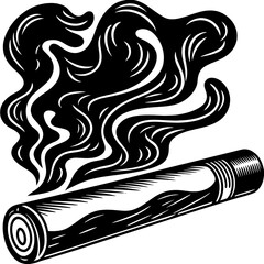 Obraz premium Monochrome doodle of a smoking cigarette, suitable for health and lifestyle warnings.
