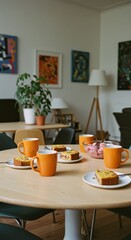 Cozy Breakfast Gathering with Coffee and Cake