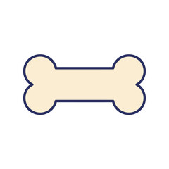 Fototapeta premium Simple Cartoon Dog Bone Shape with Dark Blue Outline
