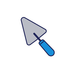 Simple Illustration of a Gray Trowel with a Blue Handle