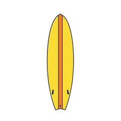 Simple Illustration of a Yellow Surfboard with Orange Accent Line