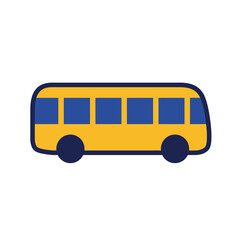 Simple Yellow School Bus with Blue Square Windows and Dark Wheels