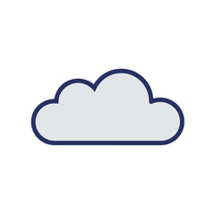 Stylized gray cloud icon with a thick dark blue outline. A simple, flat design weather or computing symbol.