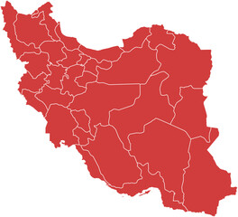 Iran map. Map of iran with provinces isolated on white background.