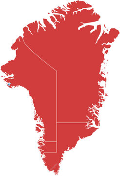 Greenland map. Map of greenland with a highlighted region isolated on white background.