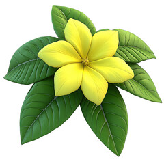 Yellow Flower with Green Leaves