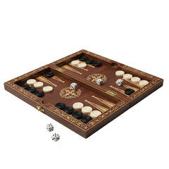 Backgammon and dice isolated on transparent or white background, png
