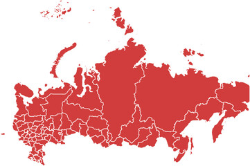 Russian Federation map. Map of russia with internal borders isolated on white background.
