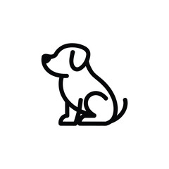 Simple line art icon of a sitting dog