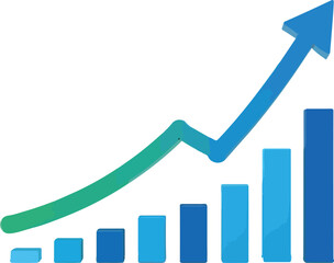 Upward trending graph with bars and arrow chart style vector illustration EPS file download	