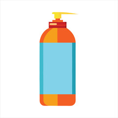 Sleek, modern dispenser bottle with a bright yellow pump and a blank blue label, isolated on a clean white background, perfect for cosmetic or hygiene products