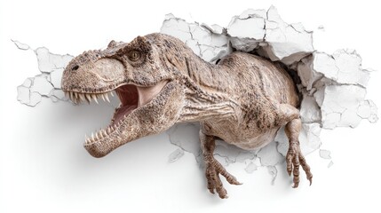 Dinosaur breaks through wall