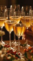 Celebratory Champagne Glasses in Warm Lighting