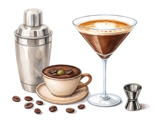 Here's a concise description:

Glass of coffee, with ice or ice cream, an isolated hot or cold black beverage drink
