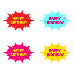 Four Happy birthday stickers. Set.