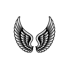 Obraz premium Vintage wings isolated on white background. Design elements for logo, label, emblem, sign, brand mark. Vector illustration.