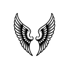 Vintage wings isolated on white background. Design elements for logo, label, emblem, sign, brand mark. Vector illustration.